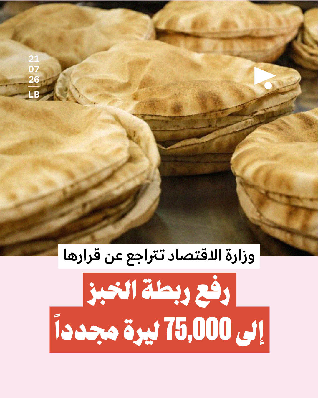وزارة الاقتصاد تتراجع عن قرارها: رفع ربطة الخبز إلى 75,000 ليرة مجدداً