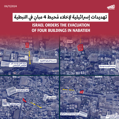تهديدات إسرائيلية لإخلاء مُحيط 4 مبانٍ في النبطية