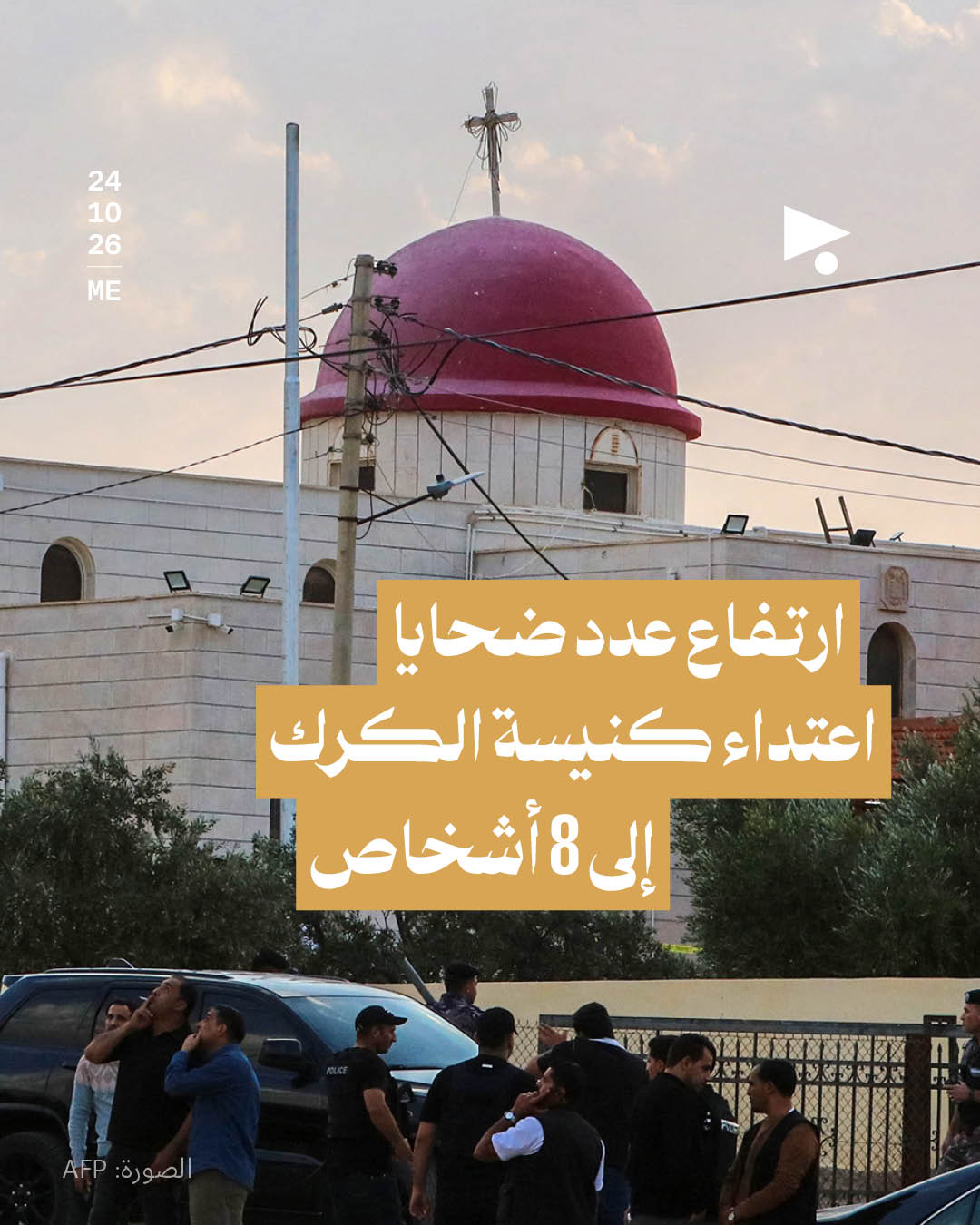 ارتفاع عدد ضحايا اعتداء كنيسة الكرك إلى 8 أشخاص
