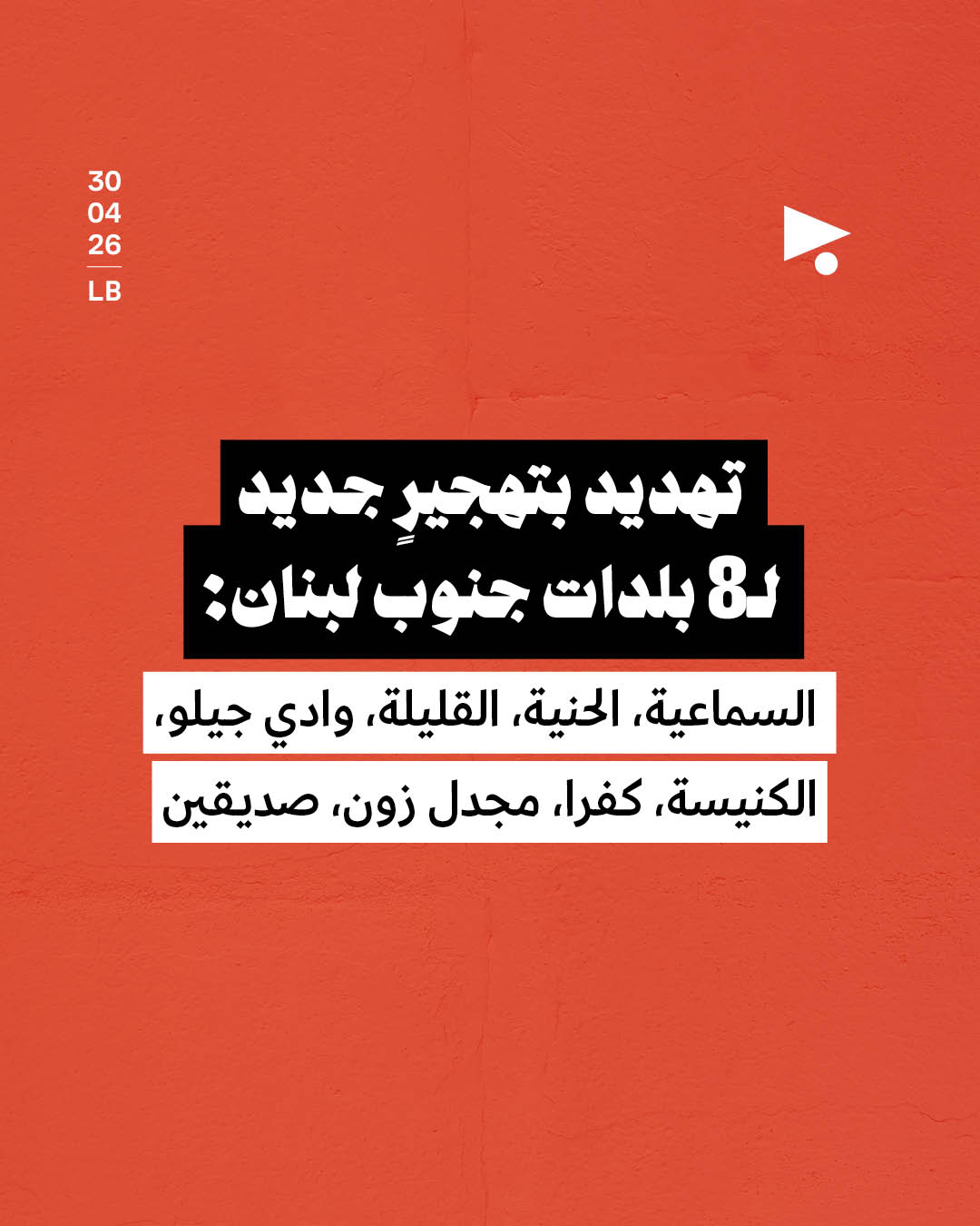 تهديد بتهجيرٍ جديدٍ لـ8 بلدات جنوب لبنان