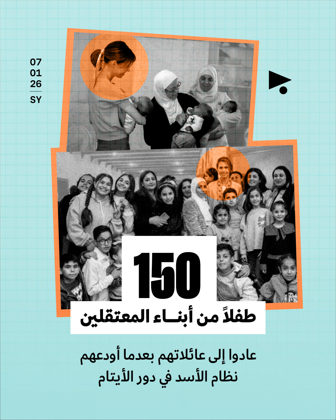  150 طفلاً من أبناء المعتقلين عادوا إلى عائلاتهم بعدما أودعهم نظام الأسد في دور الأيتام