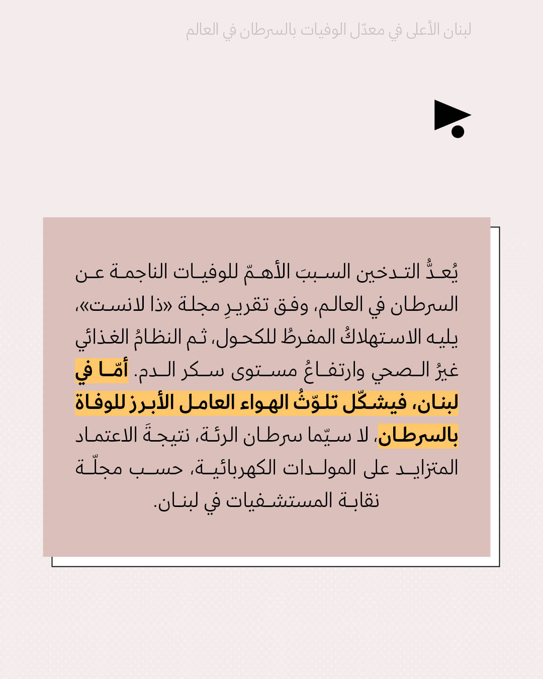 <strong>لبنان الأعلى في معدّل الوفيات بالسرطان في العالم </strong>