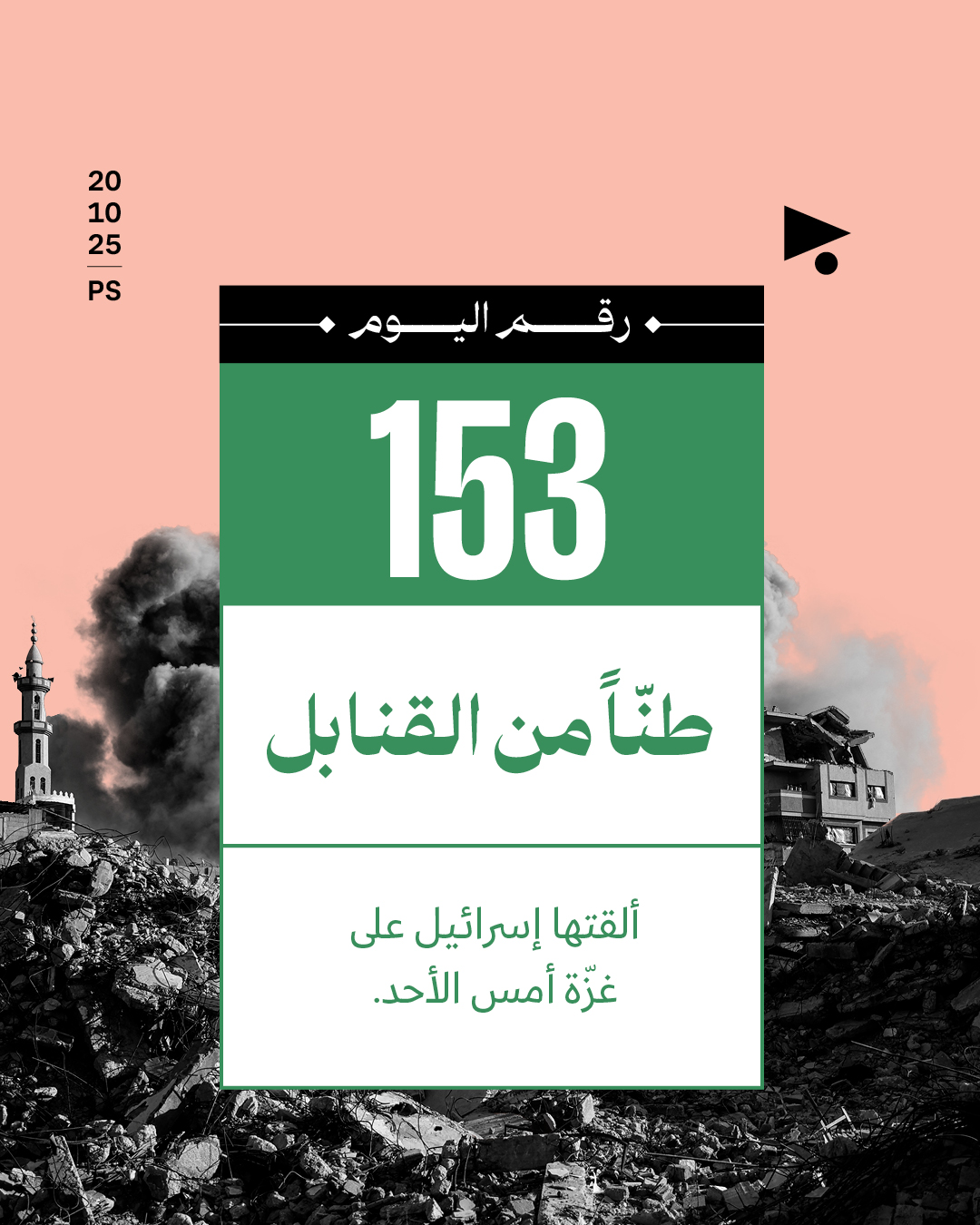 153 طنّاً من القنابل ألقتها إسرائيل على غزّة أمس الأحد