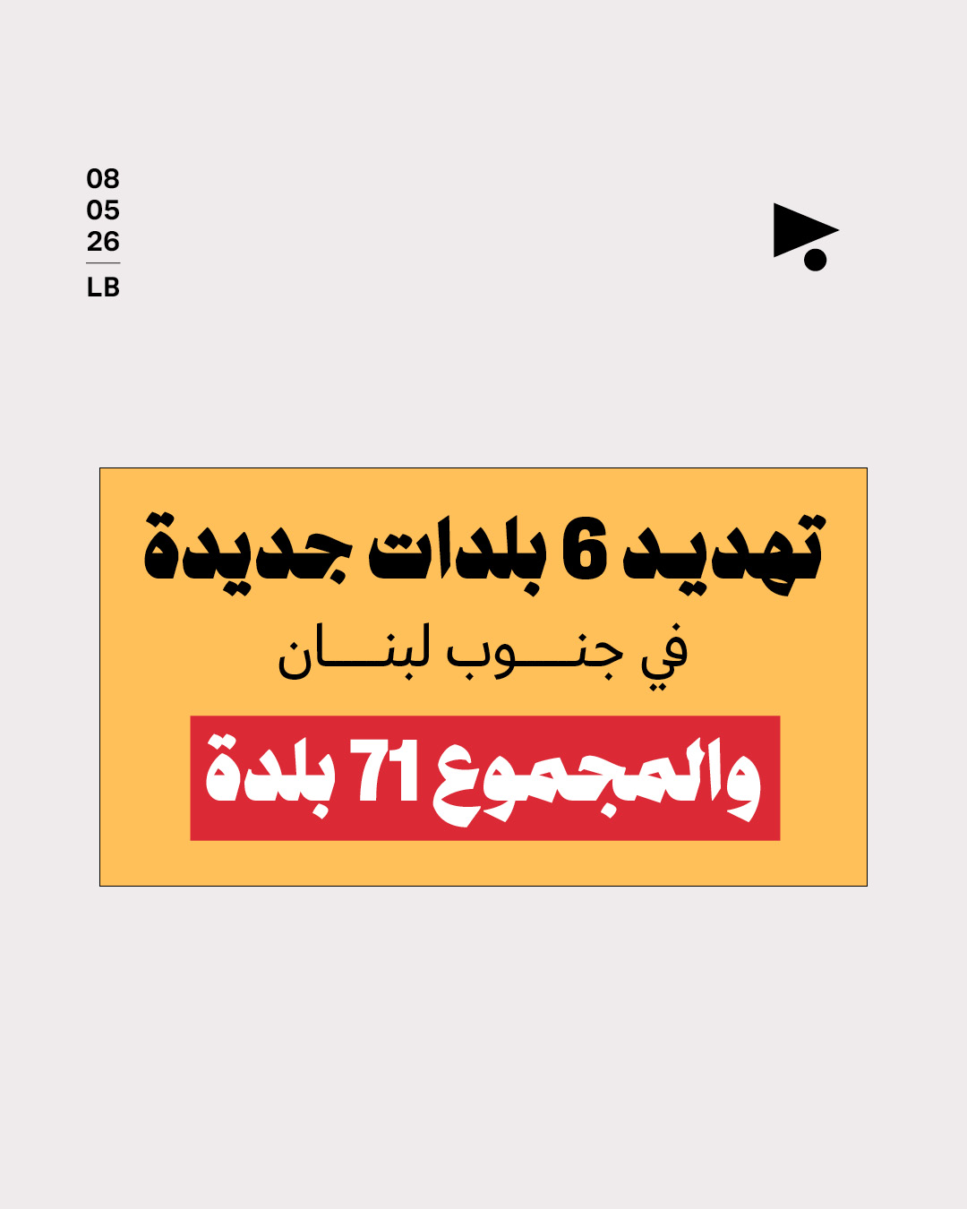 تهديد 6 بلدات جديدة في جنوب لبنان والمجموع 71 بلدة