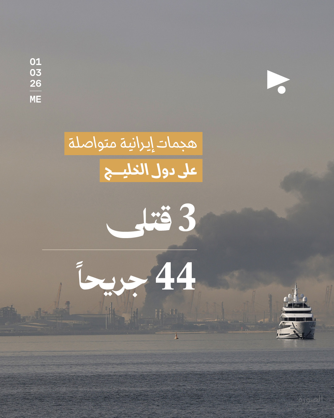 هجمات إيرانية متواصلة على دول الخليج 3 قتلى  44 جريحاً