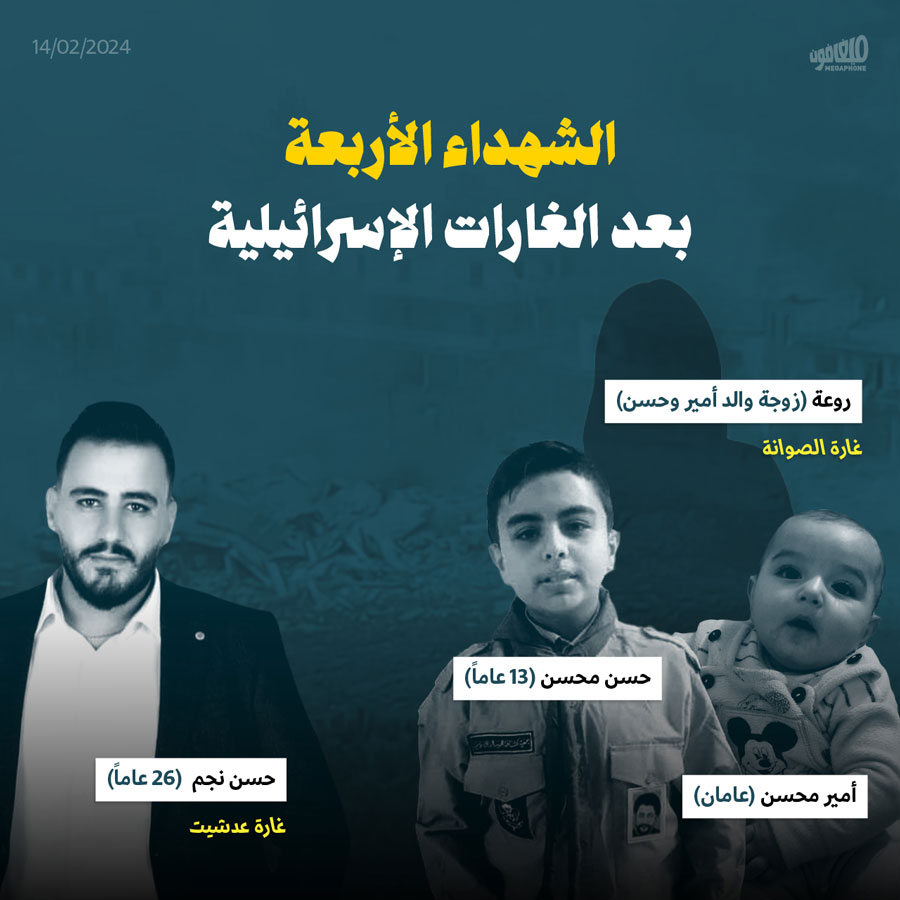 الشهداء الأربعة بعد الغارات الإسرائيلية على لبنان: