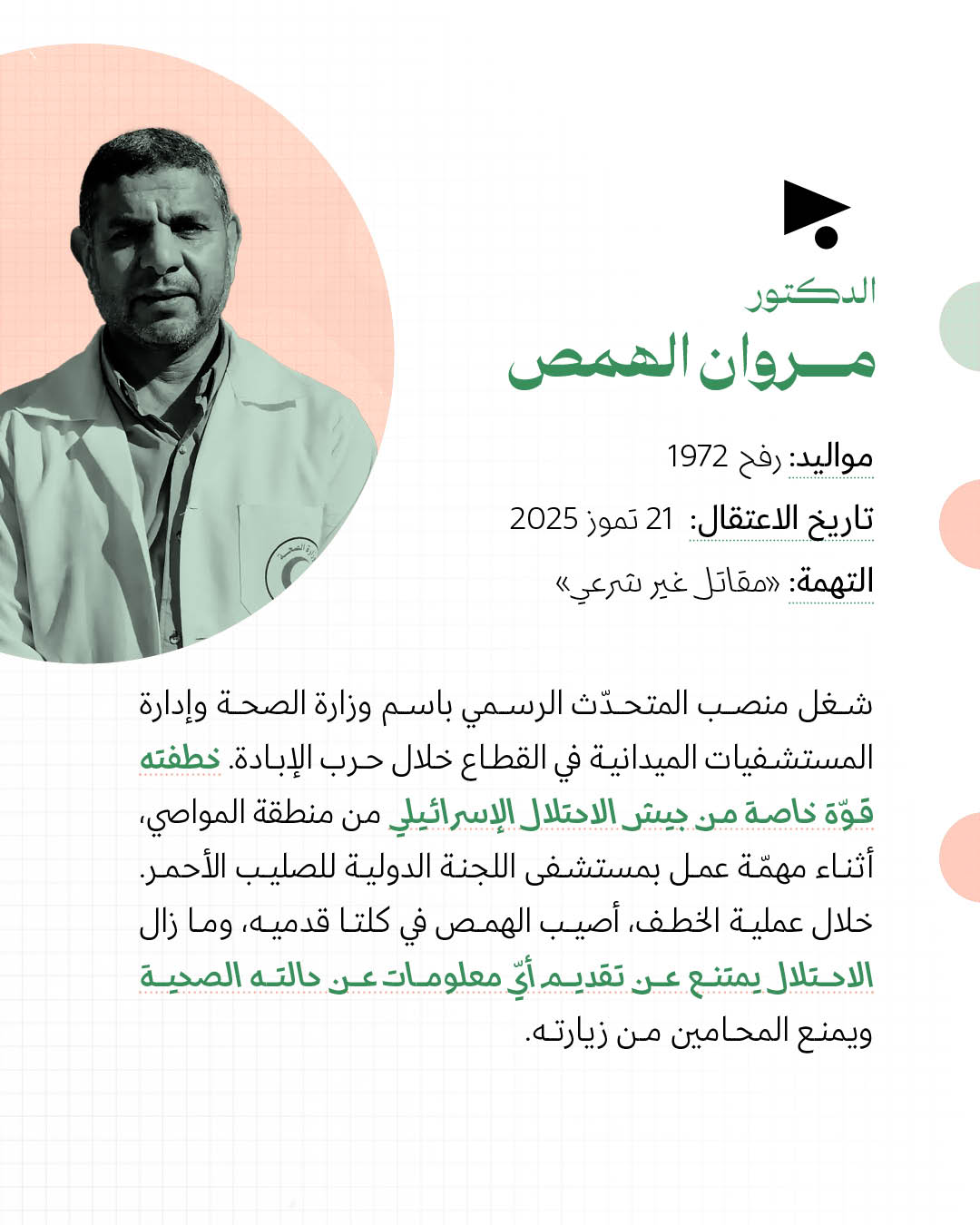 <strong>طبيبان وصحافيان وممرّضة لم يُطلق الاحتلال سراحهم</strong>