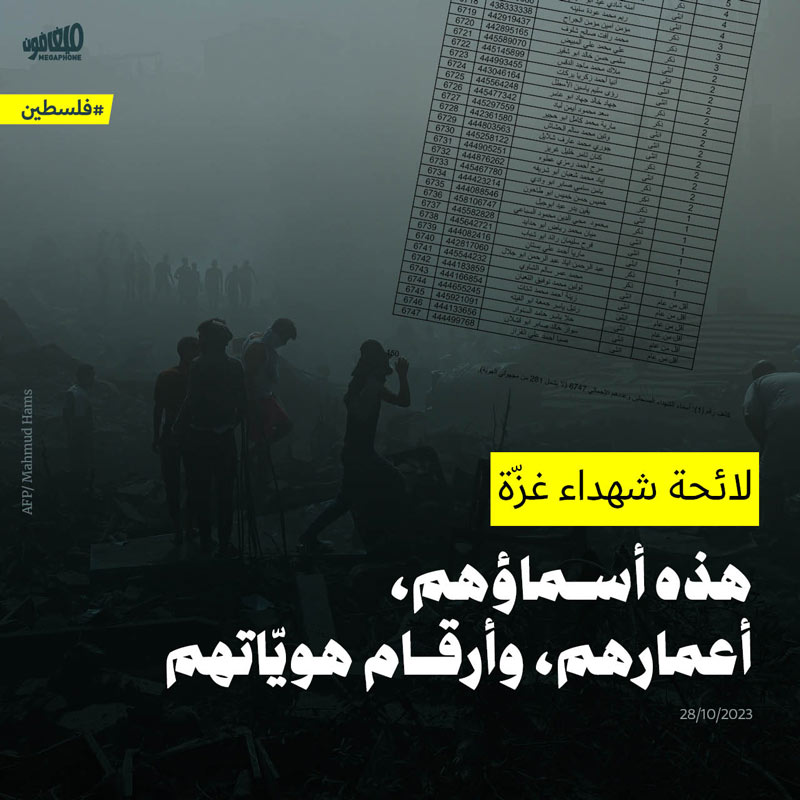 لائحة شهداء غزّة