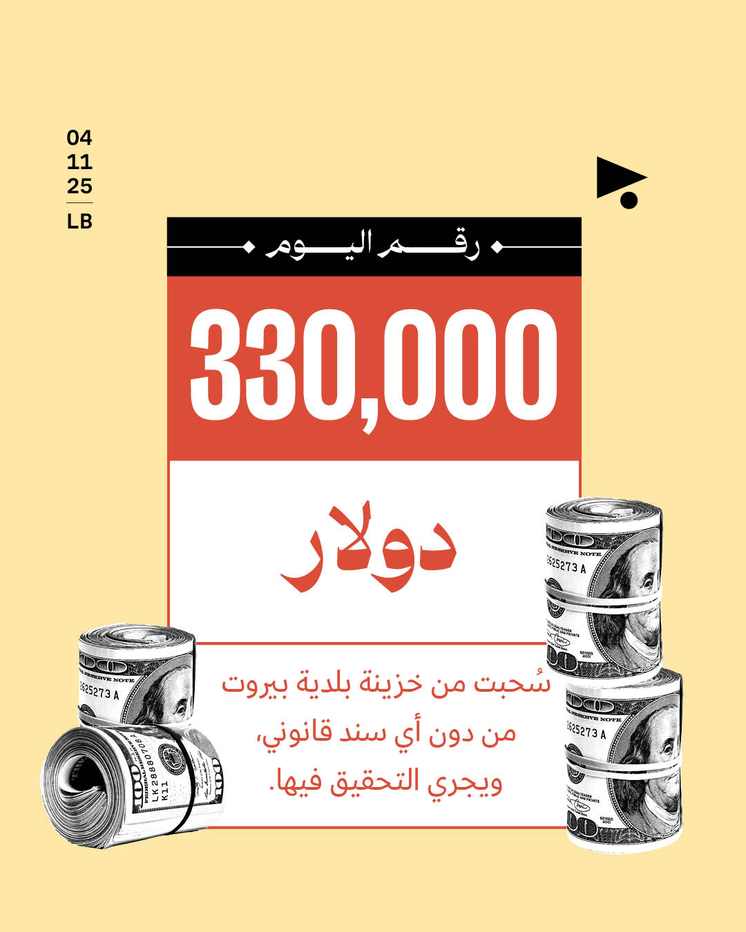 330,000 دولار سُحبت من خزينة بلدية بيروت من دون أي سند قانوني، ويجري التحقيق فيها