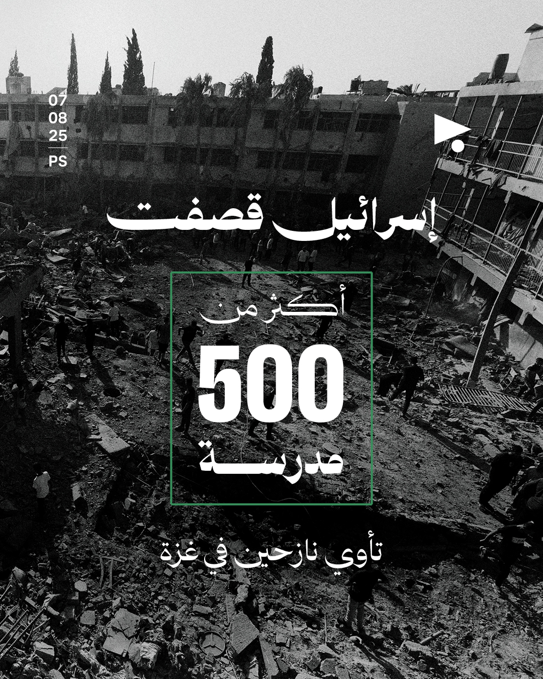 إسرائيل قصفت أكثر من 500 مدرسة تأوي نازحين في غزة منذ تشرين الأوّل 2023