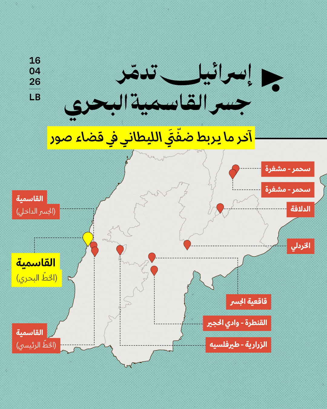 إسرائيل تدمّر جسر القاسمية البحري، آخر ما يربط ضفّتَي الليطاني في قضاء صور