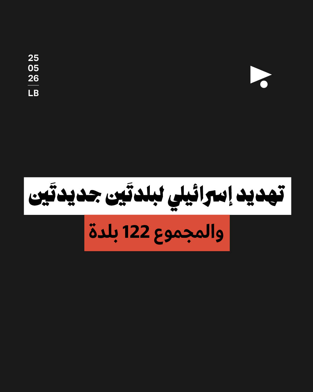 تهديد إسرائيلي لبلدتَين جديدتَين والمجموع 122 بلدة