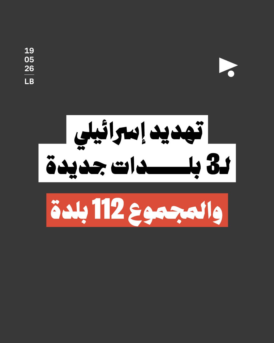 تهديد إسرائيلي لـ3 بلدات جديدة والمجموع 112 بلدة 