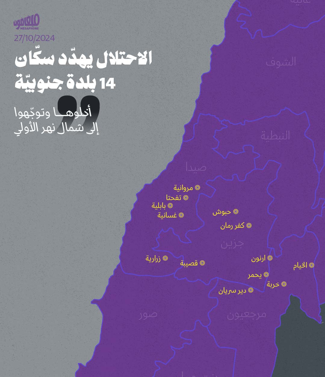 الاحتلال يهدّد سكّان 14 بلدة جنوبية