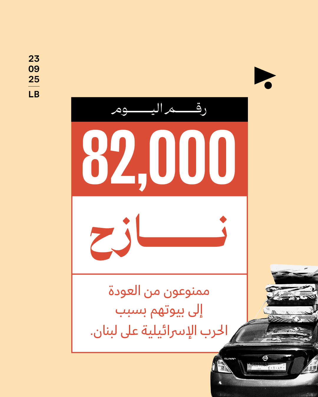 82,000 نازح ممنوعون من العودة إلى بيوتهم بسبب الحرب الإسرائيلية على لبنان