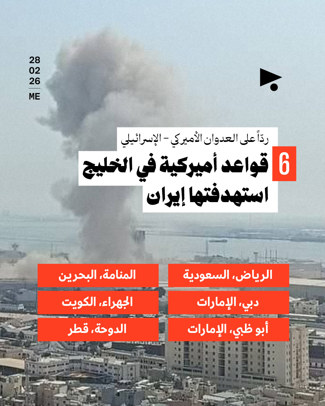 ردّاً على العدوان الأميركي - الإسرائيلي: 6 قواعد أميركية في الخليج استهدفتها إيران