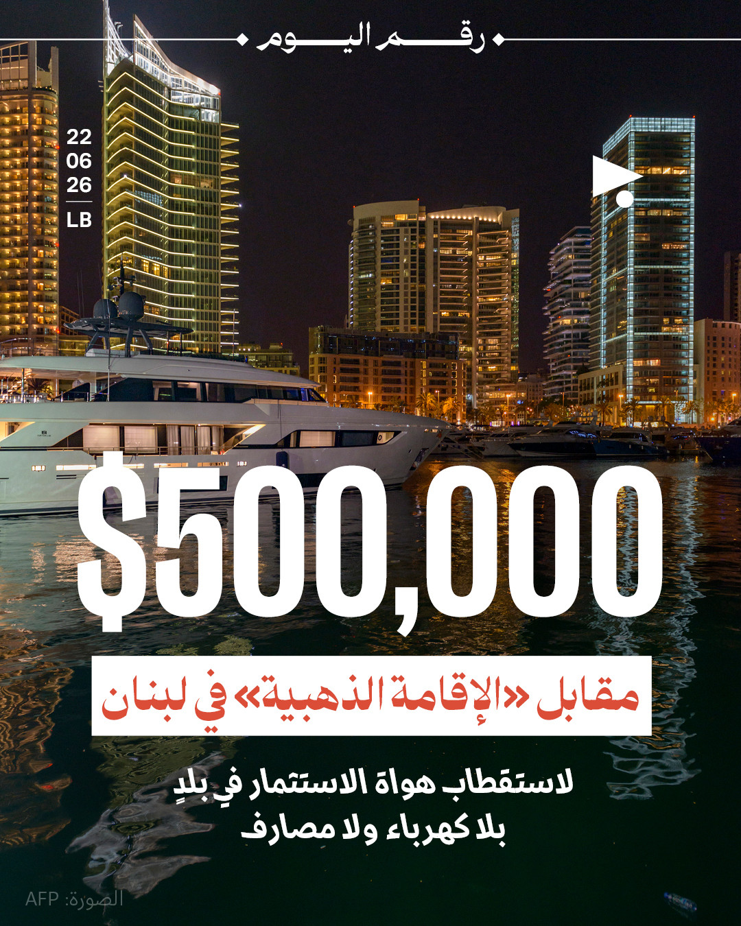 500,000 $ قيمة «الإقامة الذهبية» في لبنان لاستقطاب هواة الاستثمار في بلدٍ بلا كهرباء ولا مصارف