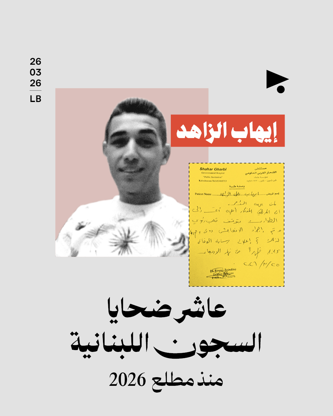 إيهاب الزاهد: عاشر ضحايا السجون اللبنانية منذ مطلع 2026 