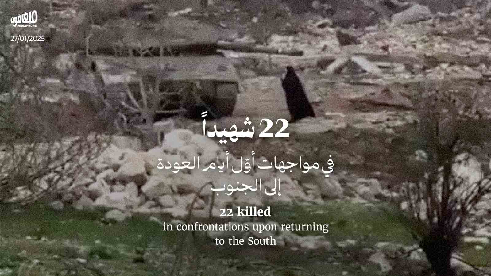 22 شهيداً في مواجهات أوّل أيام العودة إلى الجنوب 