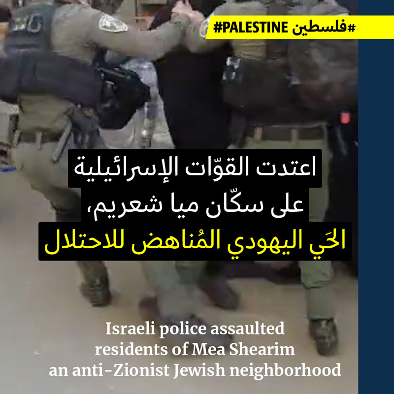 القوات الإسرائيلية تعتدي على يهود ميا شعريم لتنديدهم بالاحتلال